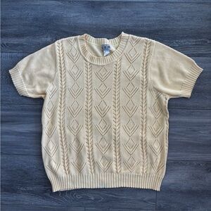 Vintage Lea Apparel Butter Yellow Knit Grandmacore Sweater 100% Cotton XL